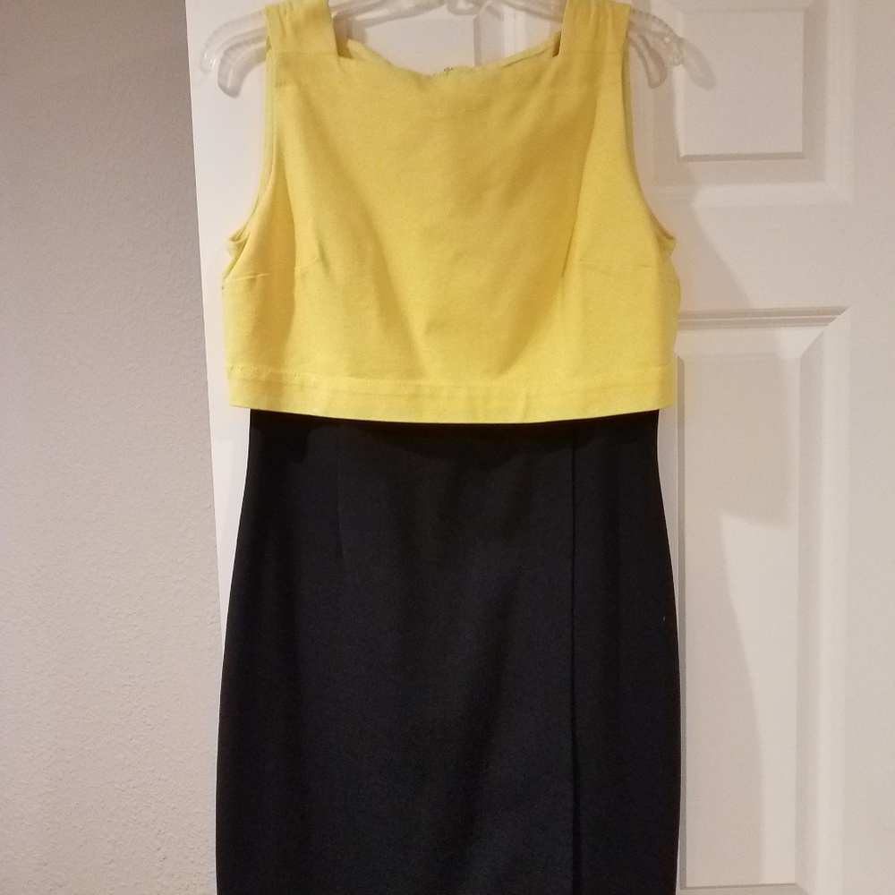 Yellow and Black Lauren Ralph Lauren Jersey Dress